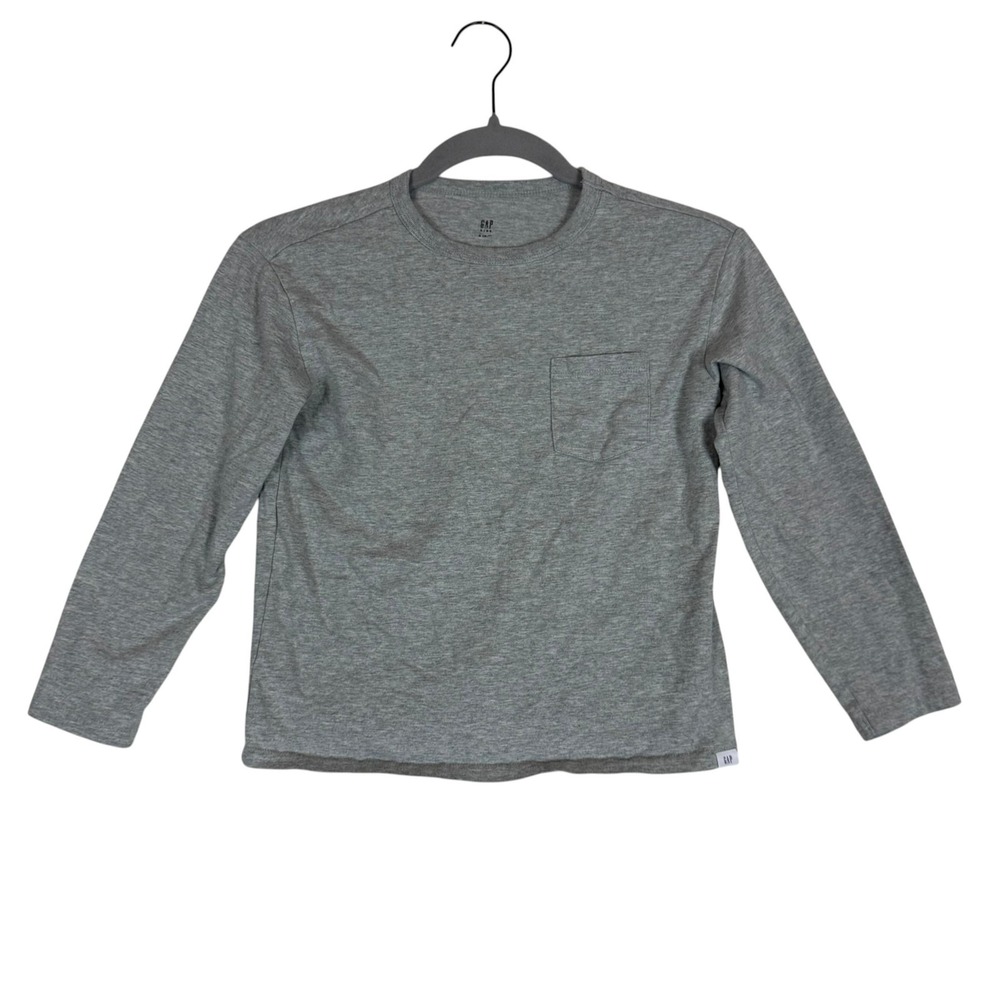 Gap Shirt Kids S 6-7 Gray Pocket Long Sleeve Tagless Jersey Tee Top Basic